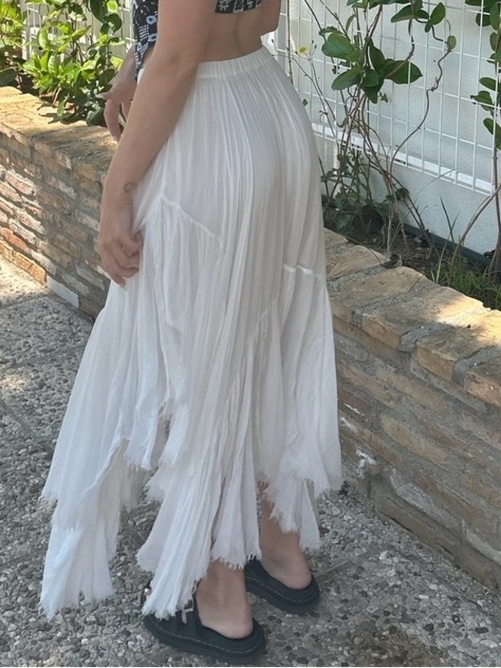Free People Dresses & Skirts - Free People White Layered High-Low Boho Maxi Skirt